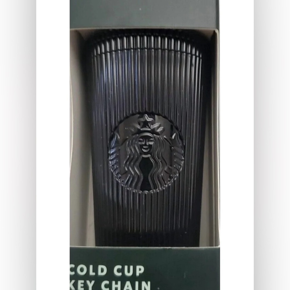 * NIB Starbucks Jet Black Pleated Metallic Core 2024 Key Chain Tumbler Cold Cup